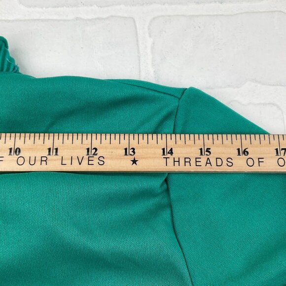 NPC Fashions Dress Jacket Set Women 14 Green Shift‎ Ruffle Career Retro 70s VTG - Picture 14 of 16